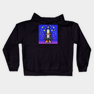 Rocket Ship Pixel Painting Kids Hoodie